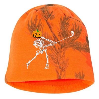 Skeleton Golf Halloween Pumpkin Golfing Golfer Kati - Camo Knit Beanie