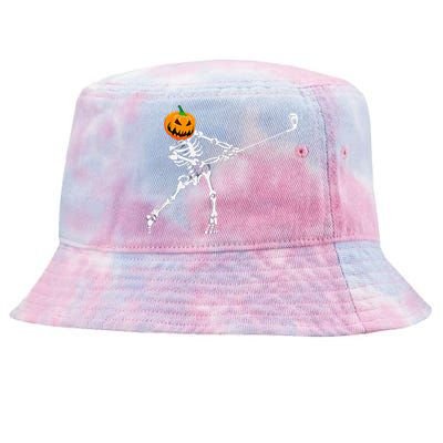 Skeleton Golf Halloween Pumpkin Golfing Golfer Tie-Dyed Bucket Hat