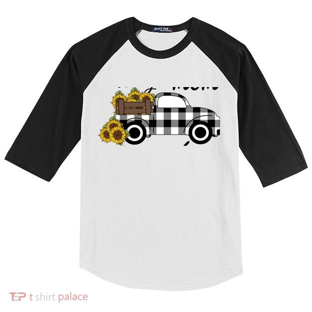 Sunflower Grandma Happiness is being a Mom and Mamaw Kids Colorblock Raglan Jersey