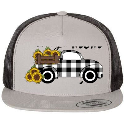 Sunflower Grandma Happiness is being a Mom and Mamaw Flat Bill Trucker Hat