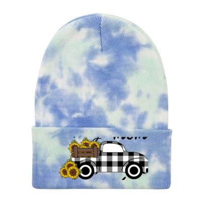 Sunflower Grandma Happiness is being a Mom and Mamaw Tie Dye 12in Knit Beanie