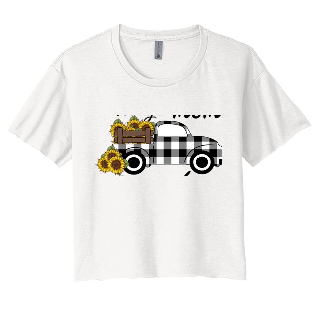 Sunflower Grandma Happiness is being a Mom and Mamaw Crop Top