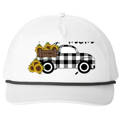 Sunflower Grandma Happiness is being a Mom and Mamaw Snapback Five-Panel Rope Hat