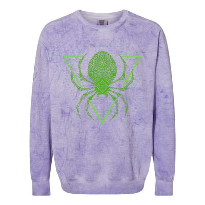 Sacred Geometry Halloween Spider Tribal Tattoo Mandala Colorblast Crewneck Sweatshirt