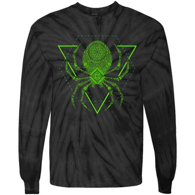 Sacred Geometry Halloween Spider Tribal Tattoo Mandala Tie-Dye Long Sleeve Shirt