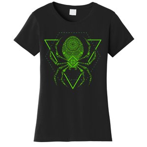 Sacred Geometry Halloween Spider Tribal Tattoo Mandala Women's T-Shirt