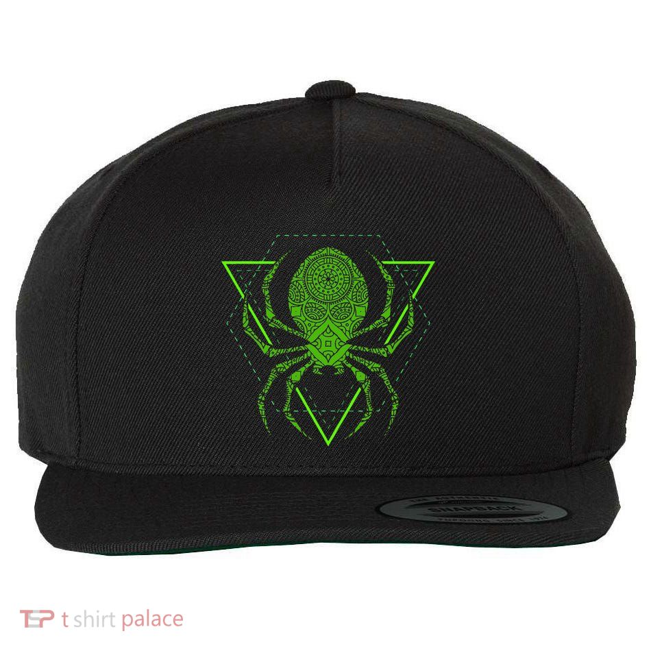 Sacred Geometry Halloween Spider Tribal Tattoo Mandala Wool Snapback Cap