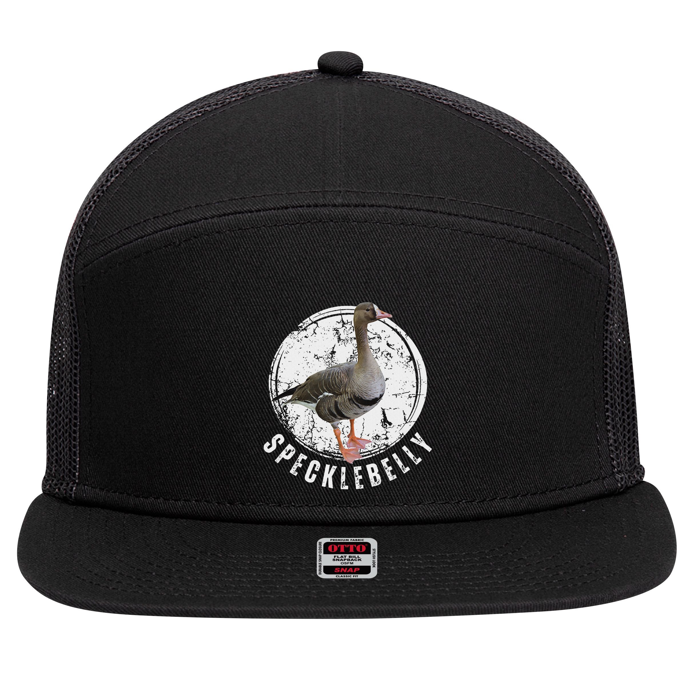 Specklebelly Goose Hunting Speck White 7 Panel Mesh Trucker Snapback Hat