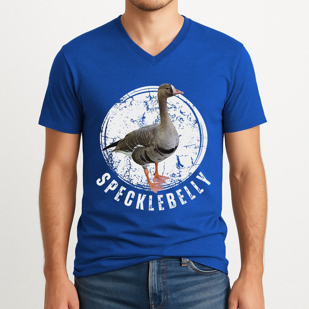 Specklebelly Goose Hunting Speck White V-Neck T-Shirt
