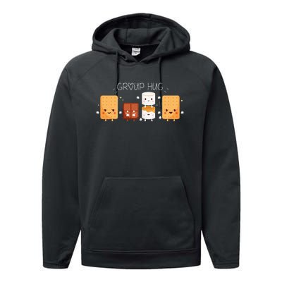 Smores Group Hug Camping Marshmallow Smores Performance Fleece Hoodie