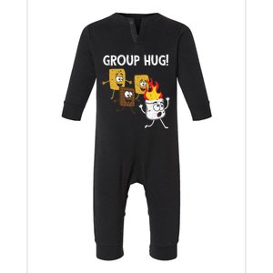 Smores Group Hug S'mores Camping Food Marshmallows on Fire Infant Fleece One Piece