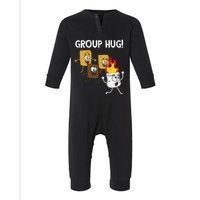 Smores Group Hug S'mores Camping Food Marshmallows on Fire Infant Fleece One Piece