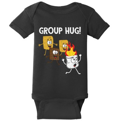 Smores Group Hug S'mores Camping Food Marshmallows on Fire Baby Bodysuit