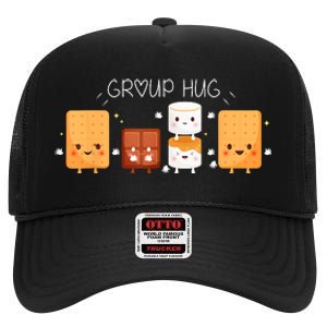 Smores Group Hug Camping Campfire Marshmallow Smores High Crown Mesh Back Trucker Hat