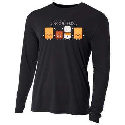 Smores Group Hug Camping Campfire Marshmallow Smores Cooling Performance Long Sleeve Crew