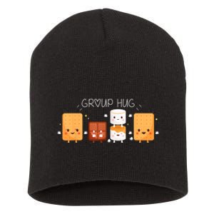 Smores Group Hug Camping Campfire Marshmallow Smores Short Acrylic Beanie