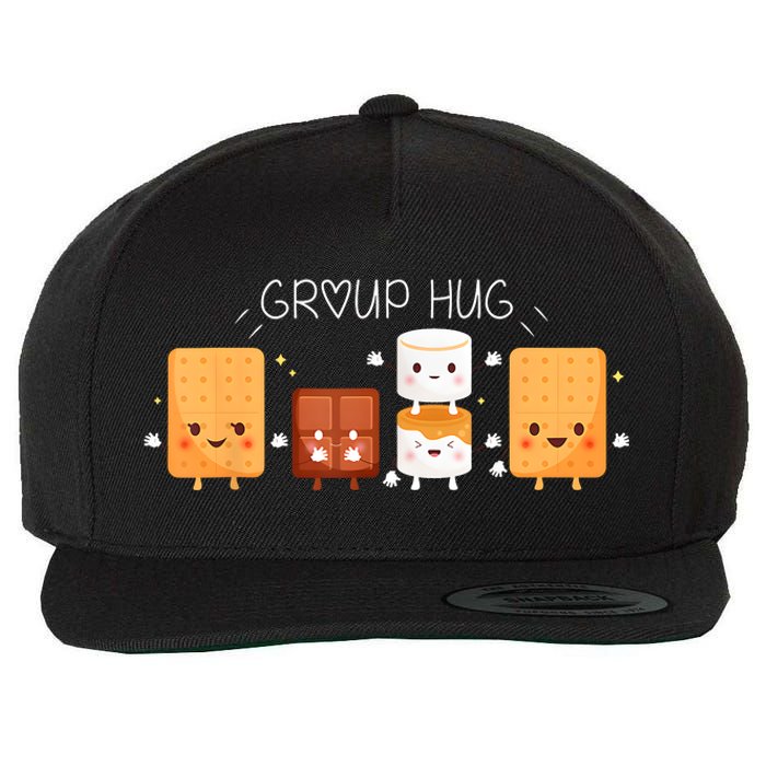 Smores Group Hug Camping Campfire Marshmallow Smores Wool Snapback Cap