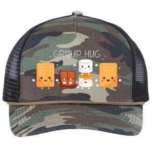 Smores Group Hug Camping Campfire Marshmallow Smores Retro Rope Trucker Hat Cap