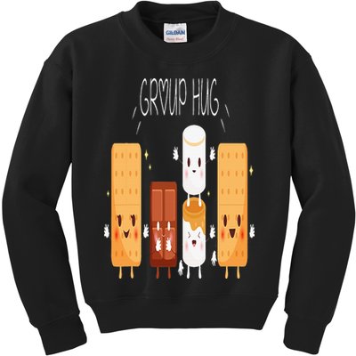 Smores Group Hug  Camping Campfire Marshmallow Smores Kids Sweatshirt