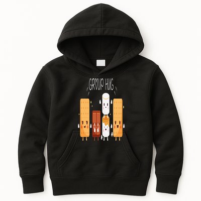 Smores Group Hug  Camping Campfire Marshmallow Smores Kids Hoodie