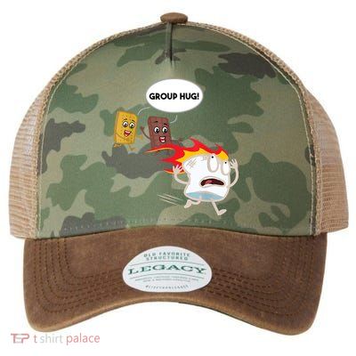 Smores Group Hug S’Mores Camping Food Marshmallows On Fire Legacy Tie Dye Trucker Hat