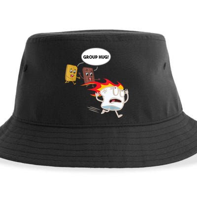 Smores Group Hug S’Mores Camping Food Marshmallows On Fire Sustainable Bucket Hat