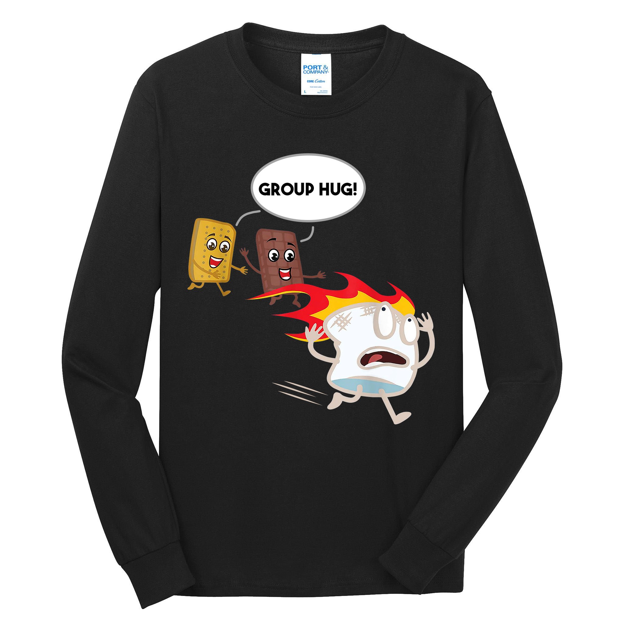 Smores Group Hug S’Mores Camping Food Marshmallows On Fire Tall Long Sleeve T-Shirt