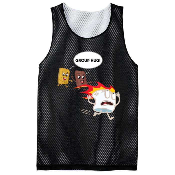 Smores Group Hug S’Mores Camping Food Marshmallows On Fire Mesh Reversible Basketball Jersey Tank