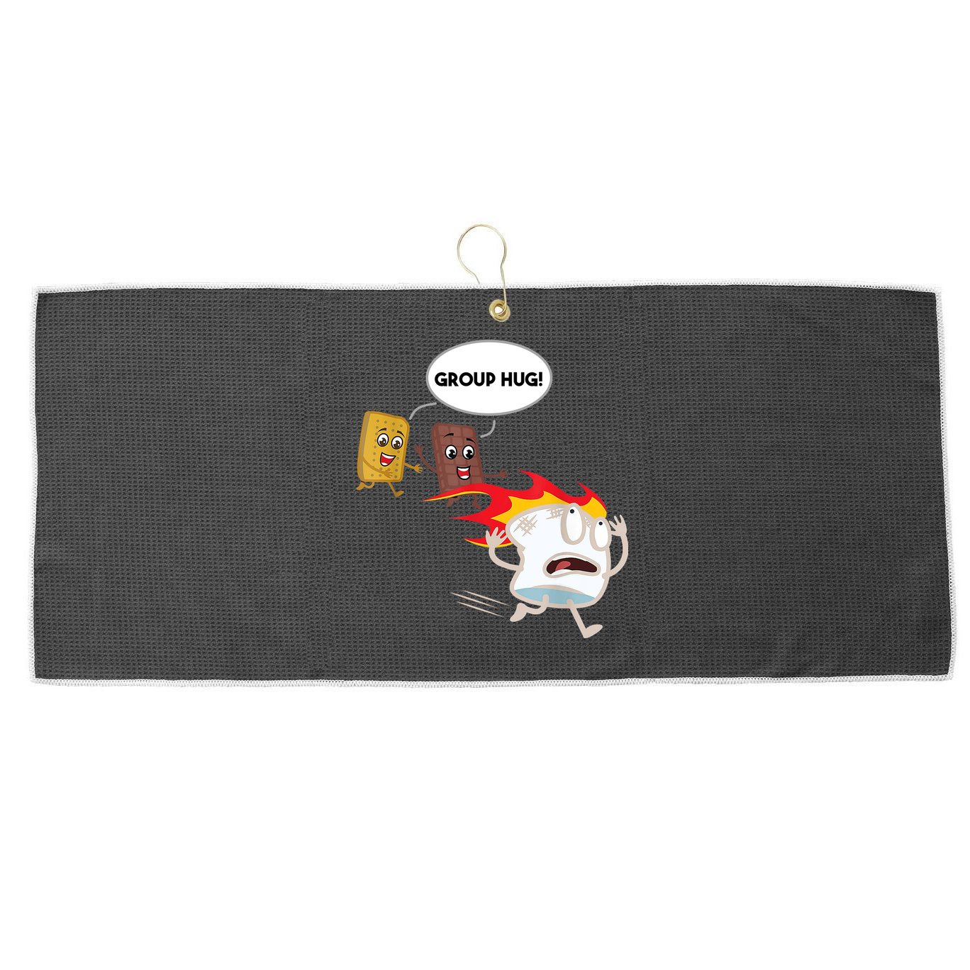 Smores Group Hug S’Mores Camping Food Marshmallows On Fire Large Microfiber Waffle Golf Towel