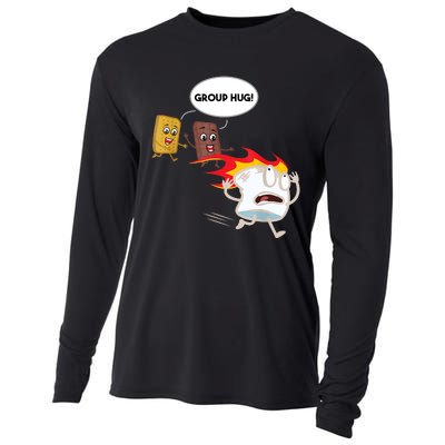 Smores Group Hug S’Mores Camping Food Marshmallows On Fire Cooling Performance Long Sleeve Crew