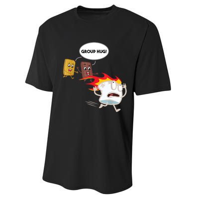 Smores Group Hug S’Mores Camping Food Marshmallows On Fire Performance Sprint T-Shirt