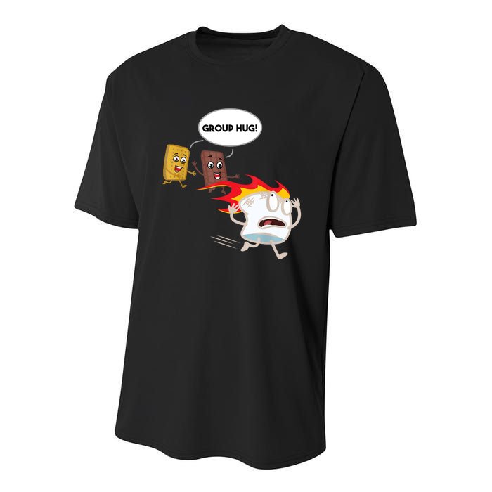 Smores Group Hug S’Mores Camping Food Marshmallows On Fire Youth Performance Sprint T-Shirt