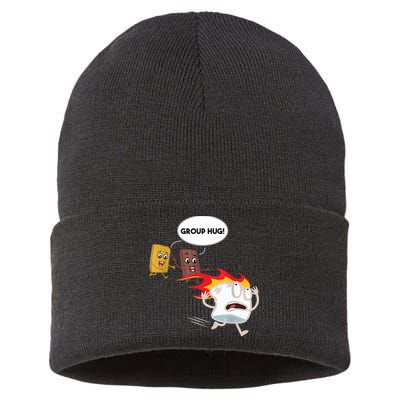 Smores Group Hug S’Mores Camping Food Marshmallows On Fire Sustainable Knit Beanie