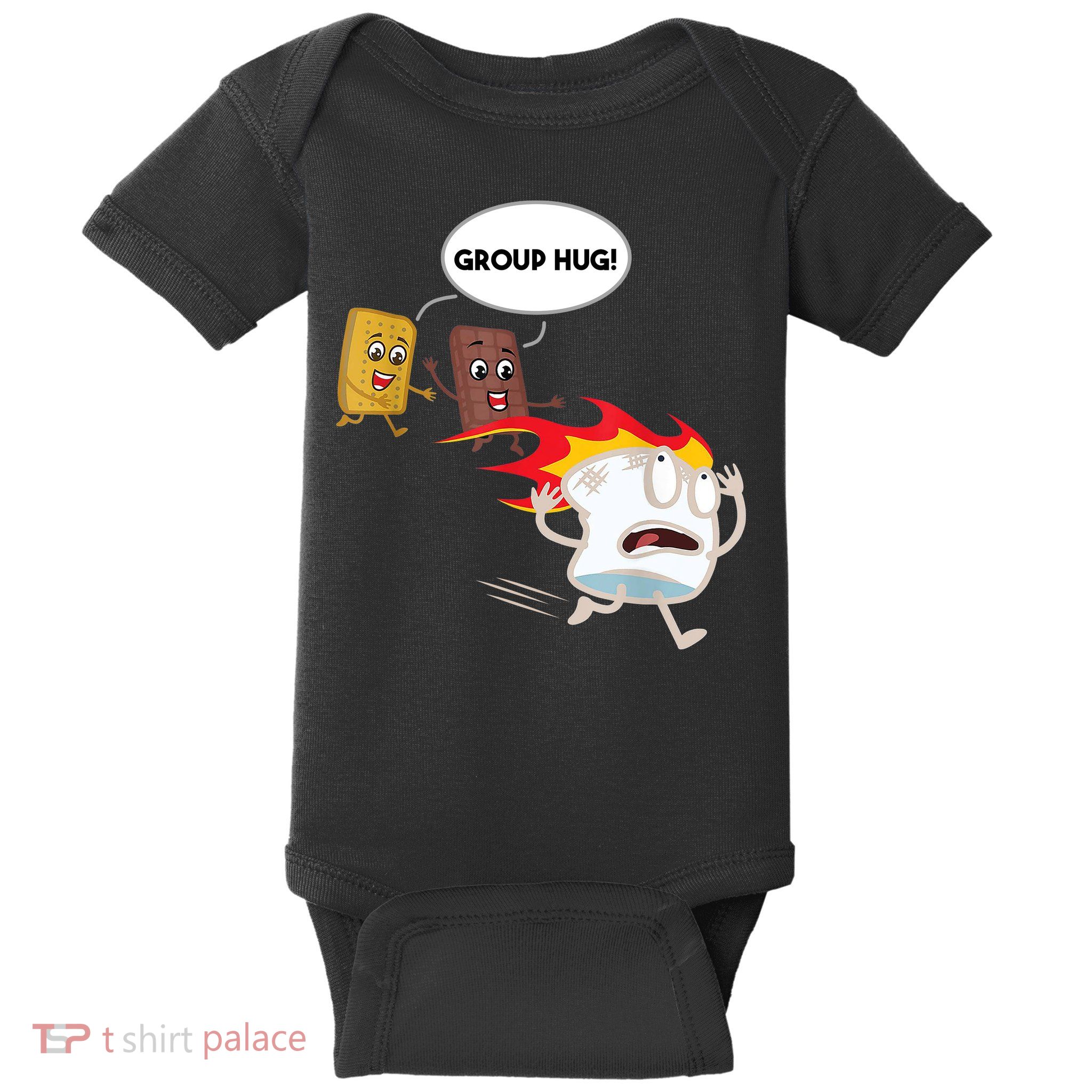 Smores Group Hug S’Mores Camping Food Marshmallows On Fire Baby Bodysuit