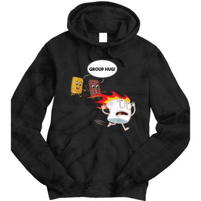 Smores Group Hug S’Mores Camping Food Marshmallows On Fire Tie Dye Hoodie