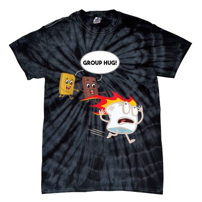 Smores Group Hug S’Mores Camping Food Marshmallows On Fire Tie-Dye T-Shirt