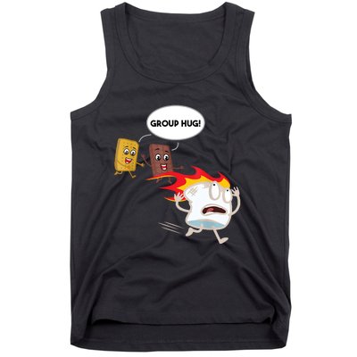 Smores Group Hug S’Mores Camping Food Marshmallows On Fire Tank Top