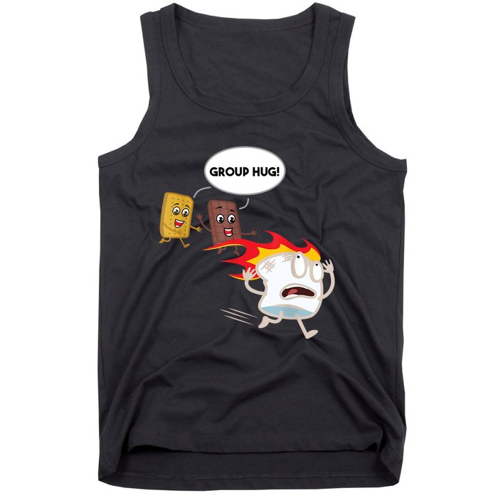 Smores Group Hug S’Mores Camping Food Marshmallows On Fire Tank Top