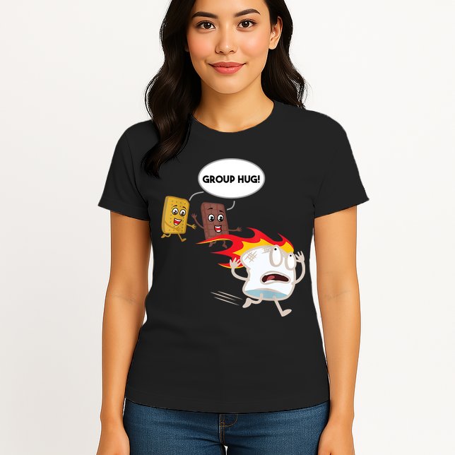 Smores Group Hug S’Mores Camping Food Marshmallows On Fire Womens T-Shirt