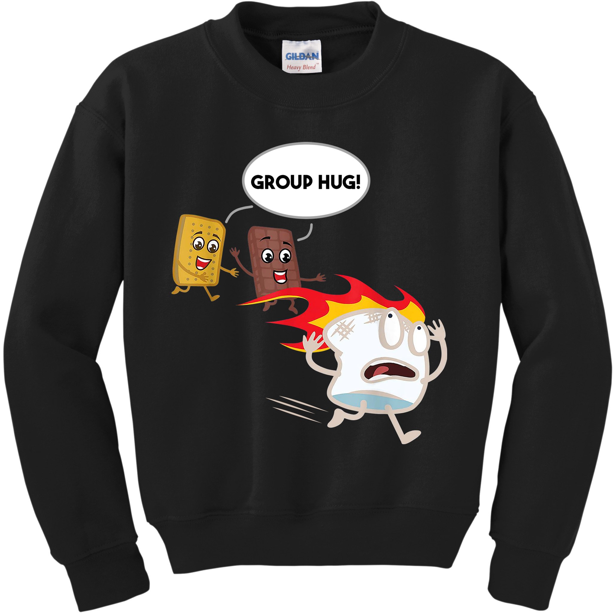 Smores Group Hug S’Mores Camping Food Marshmallows On Fire Kids Sweatshirt