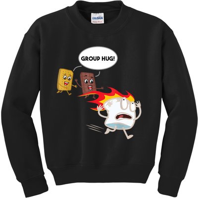 Smores Group Hug S’Mores Camping Food Marshmallows On Fire Kids Sweatshirt