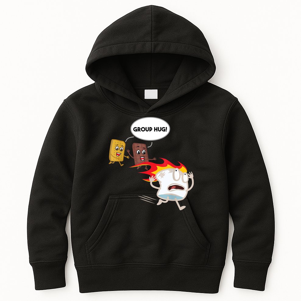 Smores Group Hug S’Mores Camping Food Marshmallows On Fire Kids Hoodie