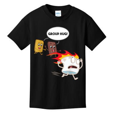 Smores Group Hug S’Mores Camping Food Marshmallows On Fire Kids T-Shirt