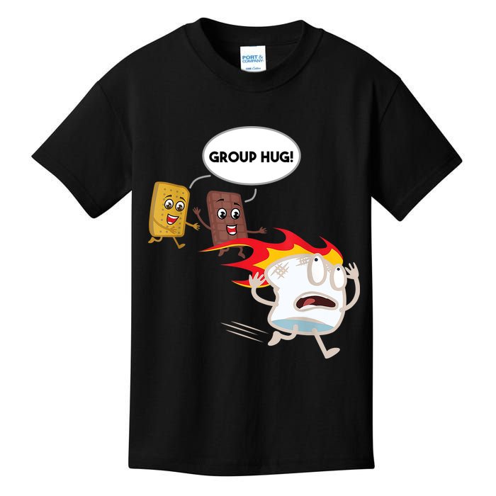 Smores Group Hug S’Mores Camping Food Marshmallows On Fire Kids T-Shirt