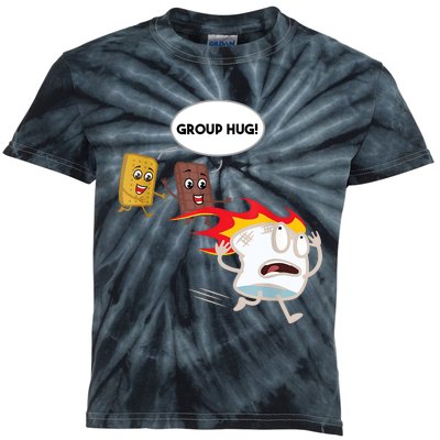 Smores Group Hug S’Mores Camping Food Marshmallows On Fire Kids Tie-Dye T-Shirt