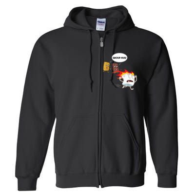 Smores Group Hug S’Mores Camping Food Marshmallows On Fire Full Zip Hoodie