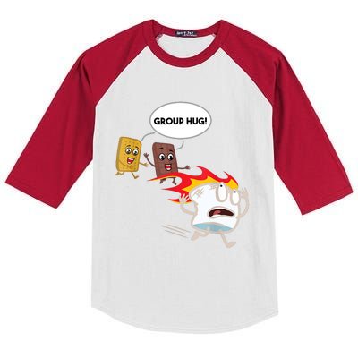 Smores Group Hug S’Mores Camping Food Marshmallows On Fire Kids Colorblock Raglan Jersey