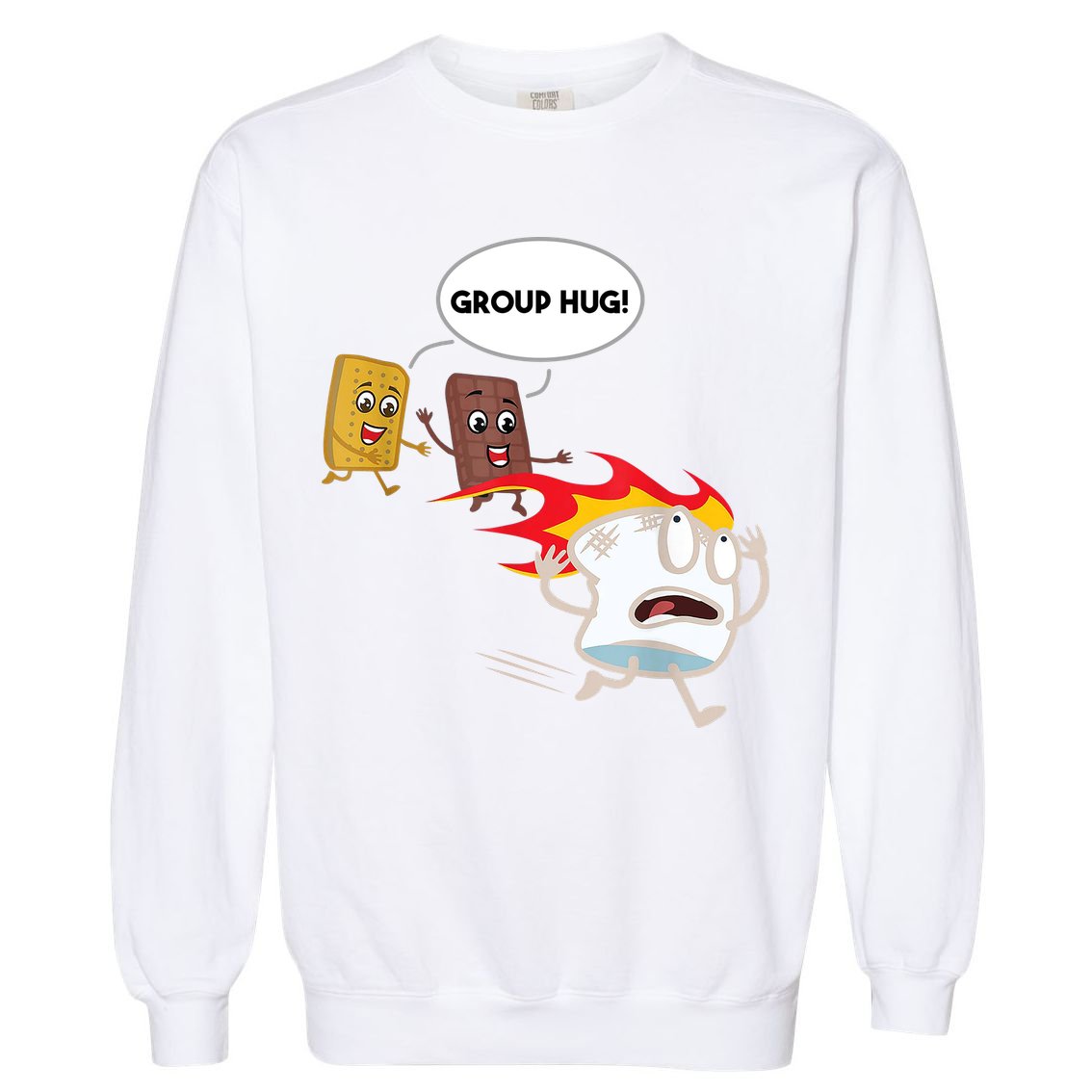Smores Group Hug S’Mores Camping Food Marshmallows On Fire Garment-Dyed Sweatshirt