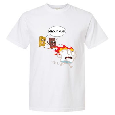 Smores Group Hug S’Mores Camping Food Marshmallows On Fire Garment-Dyed Heavyweight T-Shirt