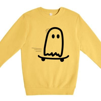 Skateboard Ghost Halloween Costume Funny Ghost Skateboarding Gift Premium Crewneck Sweatshirt